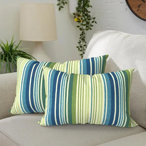 Vista 61 de DYTXIII Paquete de 2 almohadas lumbares impermeables para exteriores con rellenos, 12 x 20 pulgadas, almohada decorativa rectangular para patio