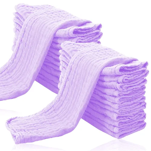 Vista 9 de Cute Castle Paquete de 24 paños de muselina para bebé, 100% algodón, ultra absorbentes, grandes, 20 x 10 pulgadas, trapos de leche súper Aguamarina