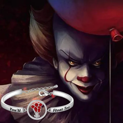 Vista 5 de TGBJE Gift IT You Will Float Too pulsera de terror película regalo Pennywise The payaso brazalete terror joyería