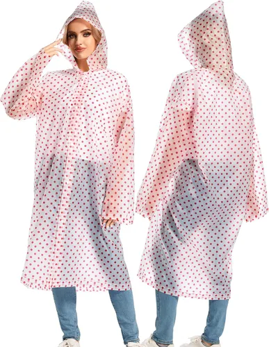 Vista 14 de 2 abrigos de lluvia de Borogo para adultos, chaquetas de lluvia reutilizables para hombres y mujeres