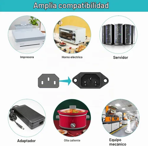 Vista 8 de Cable de alimentación de computadora en ángulo recto de 1 pie, enchufe NEMA 5-15 a cable de alimentación IEC C13, cable de alimentación universal