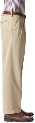 Vista 3 de Dockers - Pantalones para hombre, ajuste holgado, cómodos, caqui, plisados