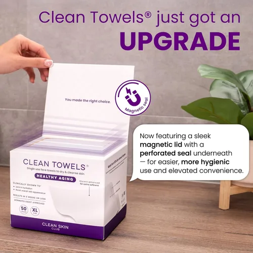 Vista 7 de Clean Skin Club Healthy Aging Clean Towels® XL, suaviza las líneas finas, arrugas y textura en 6 semanas, tratadas para mayor suavidad, toallas