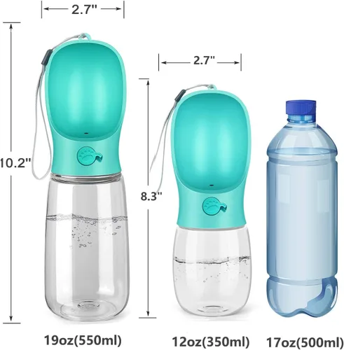Vista 5 de Kalimdor Botella de agua para perros, dispensador de agua portátil a prueba de fugas para cachorros con alimentador para mascotas, caminar al aire