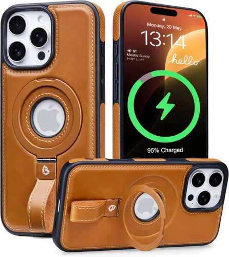 Vista 15 de Butaiga - Funda para iPhone 12 Pro Max con correa de cuero, soporte de anillo, color negro Finger Loop, Relieve Smartphone Pinky Strain