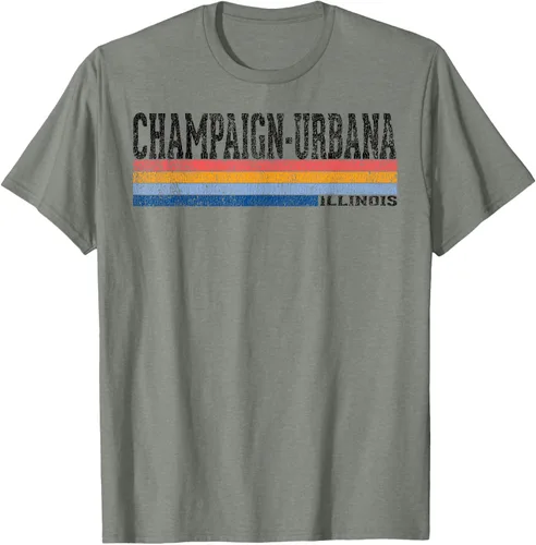 Vista 39 de clásico 1980s estilo champaign-urbana Illinois T Shirt, hombre 2XL, Blanco