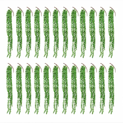 Vista 8 de Janinka - 8 suculentas artificiales a granel, plantas colgantes de 24 pulgadas