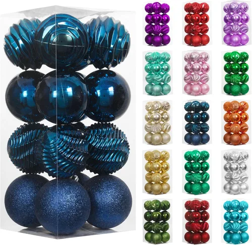 Vista 12 de XmasExp Juego de 24 mini esferas de Navidad inastillables para bolas de árbol de Navidad, 1.18 pulgadas (negro)