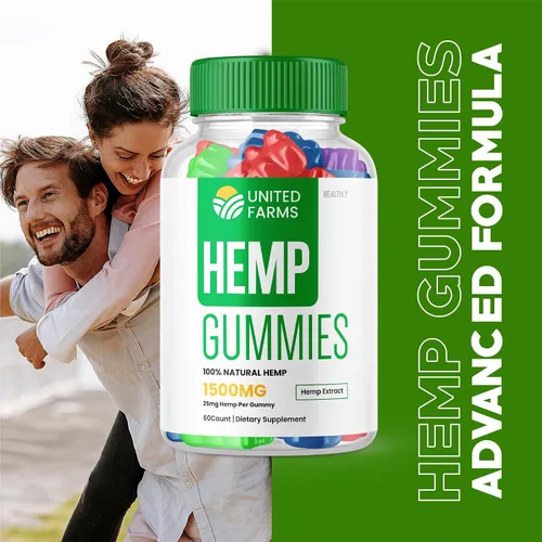 Vista 3 de United Farms - Gomitas de cáñamo United Farms de 500 mg - Gomitas UnitedFarms con extracto de cáñamo, suplemento de fórmula avanzada de mezcla
