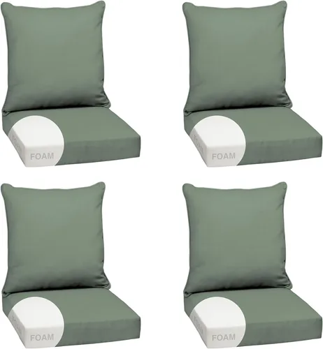 Vista 59 de Arden - Juego de cojines de asiento profundo para exteriores, espuma, 24x24, aguamarina