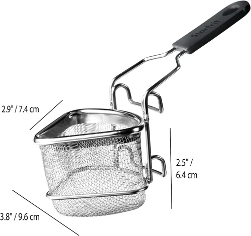 Vista 2 de Starfrit Cesta de cocina pequeña para fondue, acero inoxidable, 2 posiciones de drenaje
