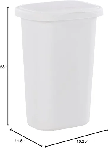Vista 4 de Rubbermaid 13 galones Papelera con tapa de resorte, color blanco, 53 cuartos de galón