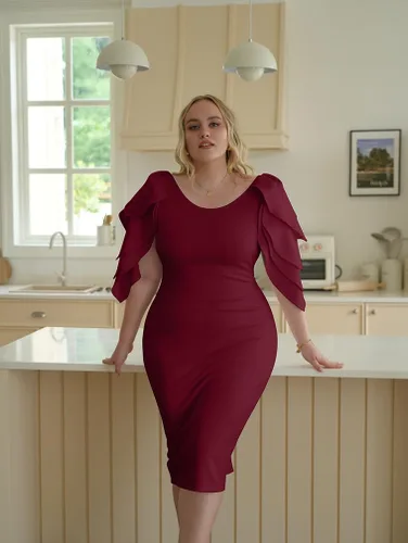 Vista 5 de DAAWENXI Elegante vestido de cóctel imperio con cremallera y hombros descubiertos para mujer