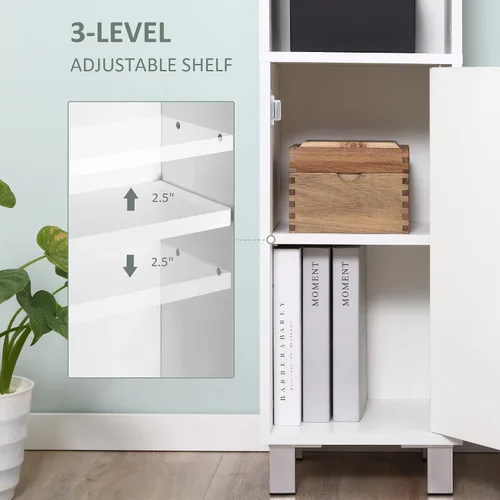 Vista 12 de kleankin Gabinete de almacenamiento alto para baño con espejo