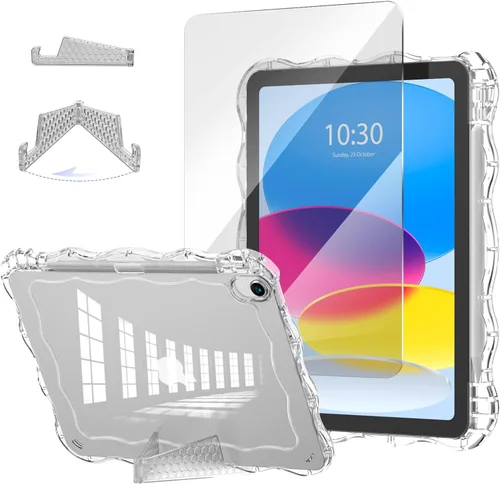 Vista 17 de Funda para iPad mini 7 (A17 Pro) generación 2024 de 8.3 pulgadas, 6ª generación 2021 de 8.3 pulgadas, TPU duradero con borde ondulado, policarbonato