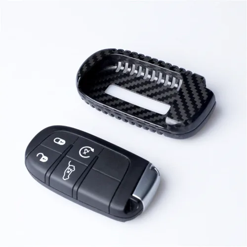 Vista 3 de Funda para llavero de fibra de carbono genuina para Jeep Compass Grand Cherokee SRT Renegade Trailhawk Smart Car Remote Key Fob Case para hombres