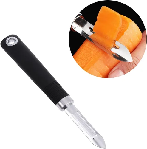 Vista 2 de Yardwe Pelador multifuncional de acero inoxidable, pelador de verduras no giratorio para uso en la cocina con agujero para colgar para un fácil