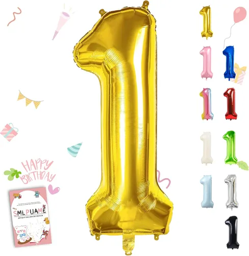 Vista 123 de Globos grandes de 40 pulgadas de números del 0 al 9, globos numéricos para decoración de fiesta de cumpleaños, globos de helio de aluminio