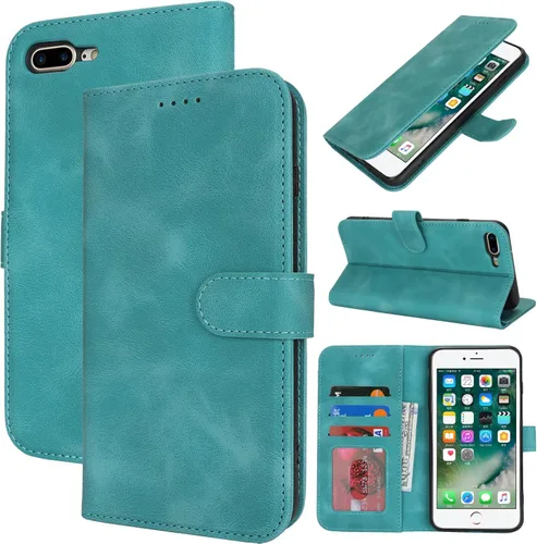 Vista 27 de Funda tipo cartera para iPhone 8 Plus iPhone 7 Plus con tarjetero para iPhone 8 Plus, funda tipo cartera para mujeres y hombres, de piel sintética