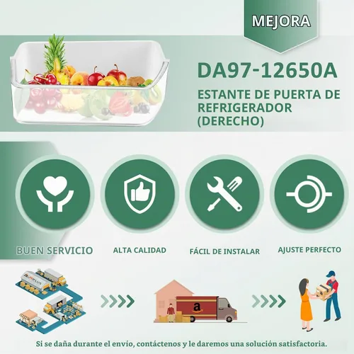 Vista 5 de DA97-12650A Compatible para Sam-sung RF263beaesr RF260beaesr RF261beaesr Rf260beaeww Sam-sung Estante de Puerta de Refrigerador, Lado Derecho