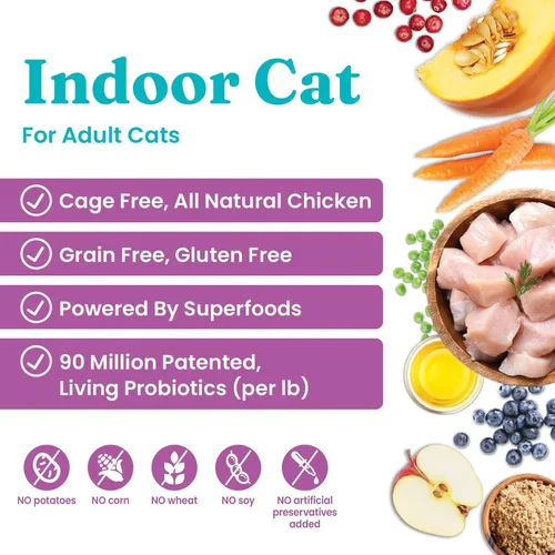 Vista 2 de Solid Gold Let's Stay in – Alimento seco para gatos de interior – Bola de pelo y apoyo estomacal sensible – Pollo 6 libras – Paquete variado