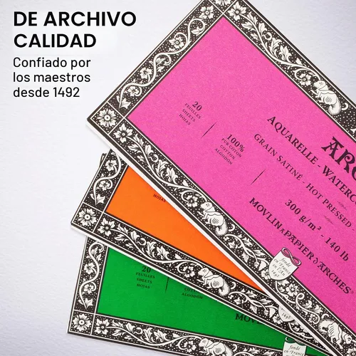 Vista 5 de Arches Bloque de papel de acuarela, prensa caliente, 3.9 x 9.8 pulgadas, 140 libras