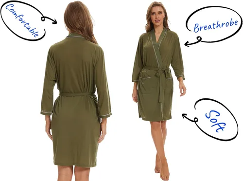 Vista 3 de TITIZLK Womens Lightweight Robe 34 Sleeve Summer Lightweight Knitted Bathrobes For Women Sexy Travel Sleepwear