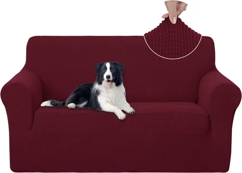 Vista 75 de U-NICE HOME Funda para sofá biplaza elástica, cubierta para sofá, funda para sillón, protector de muebles para sofá con 2 cojines, funda para sofá
