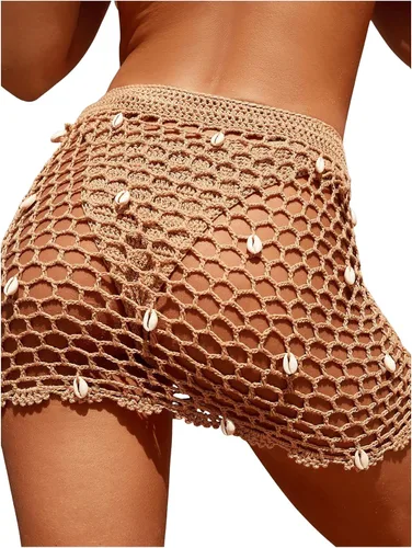 Vista 2 de SHENHE Traje de baño de ganchillo transparente para mujer, falda de playa