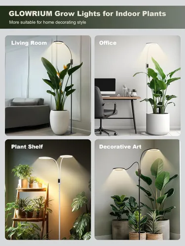 Vista 8 de GLOWRIUM Luces de cultivo inteligentes para plantas de interior, luces de espectro completo de 24 W con aplicación Bluetooth, altura ajustable de 47
