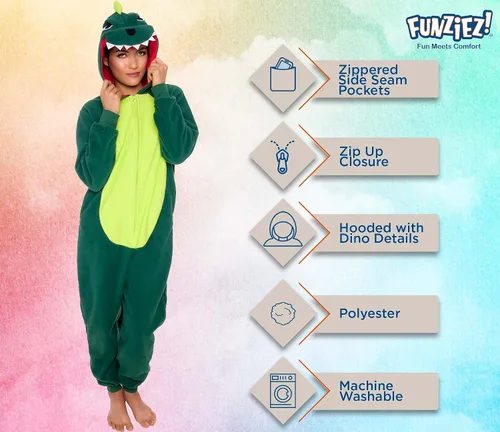 Vista 4 de Slim Fit Adult Onesie - Animal Halloween Costume - Plush Fruit One Piece Cosplay Suit for Women and Men by FUNZIEZ