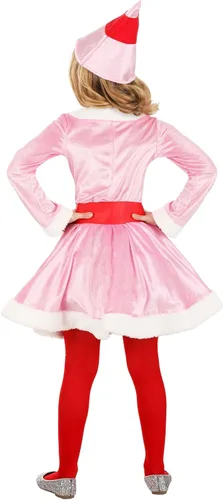 Vista 4 de Jovie Elf Costume for Girls, Pink Elf Dress with Hat for Christmas Dress-Up, Festive Holiday Parties & Cosplay