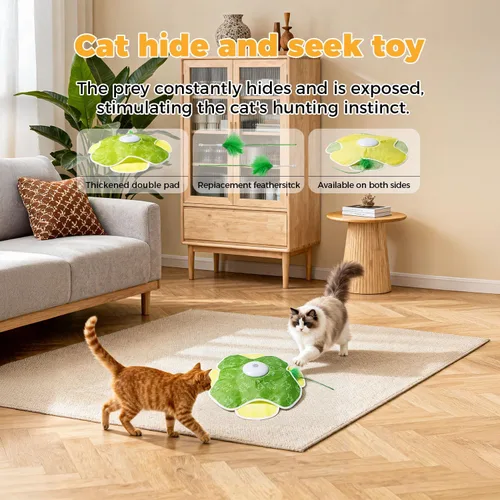 Vista 2 de Juguetes para gatos adultos aburridos de interior, juguete interactivo recargable para gatos, juguete 2 en 1 para ocultar y buscar con movimiento