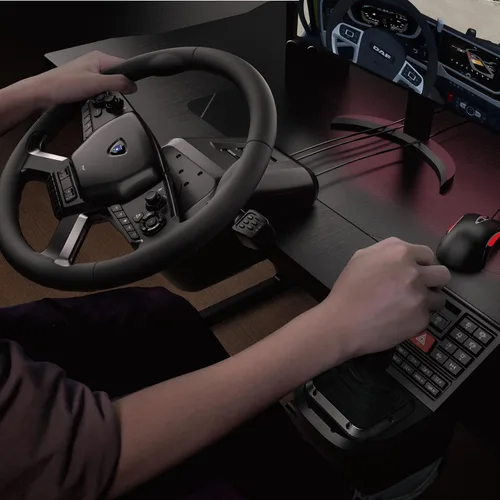 Vista 6 de HORI Truck Control System for Windows 11/10 with Force Feedback Steering Wheel, Shifter Control Panel, & Pedals