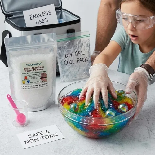 Vista 3 de 1 libra de pañal superabsorbente Polymer_Science Productos educativos – Poliacrilato de sodio para experimentos científicos, trucos mágicos