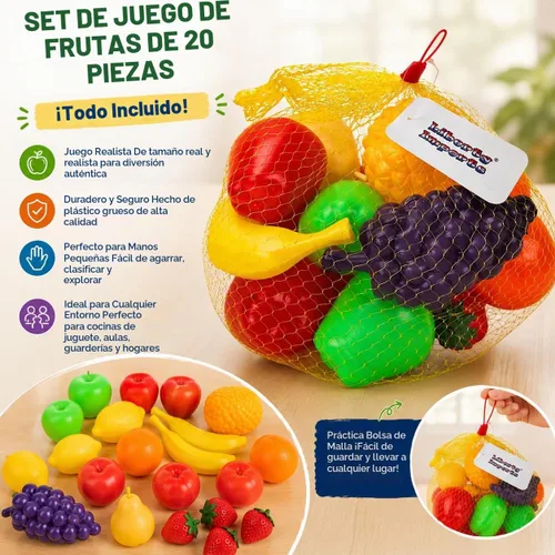 Vista 6 de Bolsa de frutas a tamaño real, set de juego para niños, de Liberty Imports