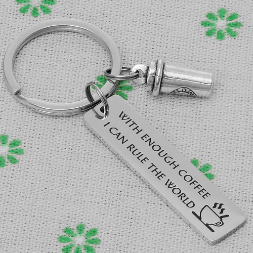 Vista 5 de Llavero de regalo para amantes del café, regalos de café para compañeros de trabajo, jefes amigos, divertido barista, joyería para mujeres, marido