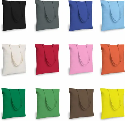 Vista 42 de TOPDesign Paquete de 10 bolsas de mano económicas de algodón de 11.8"x13", bolsas de tela ligeras y pequeñas reutilizables para compras de Beige