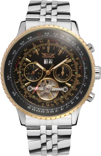 Vista 2 de Forsining Reloj de pulsera tourbillon para hombre, de cuerda automática, resistente al agua, de acero inoxidable, con calendario