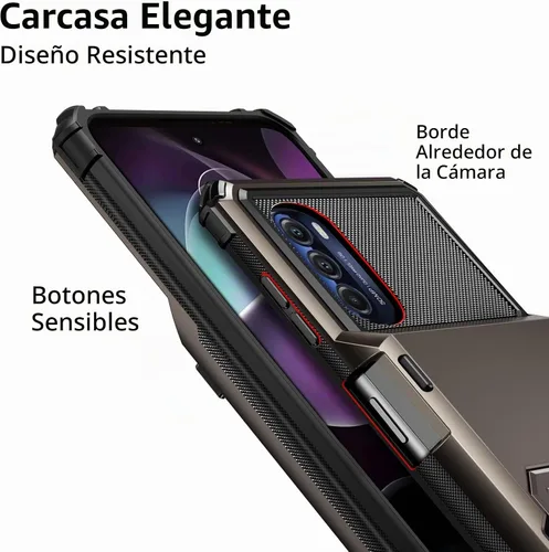 Vista 5 de Vofolen Cartera para Moto G 5G 2022 con tarjetero Gun Metal