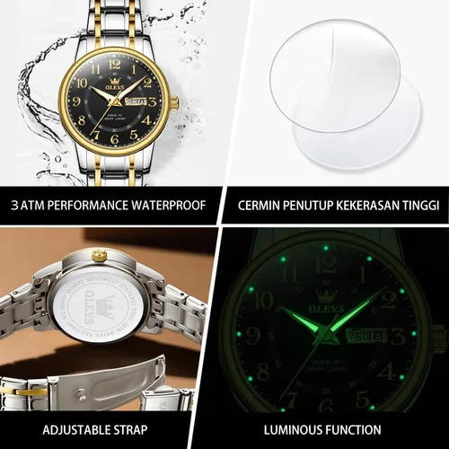 Vista 5 de OLEVS Reloj de acero inoxidable para mujer, reloj de vestir para mujer, con fecha, a la moda, para negocios, impermeable, analógico, de cuarzo