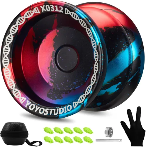 Vista 14 de YOYOSTUDIO X0312 Yoyo Profesional de Trucos Responsivo para Niños de 8-12 o Más, Yoyo de Girar con Dedo de Metal para Adultos con Kit de Rodamientos