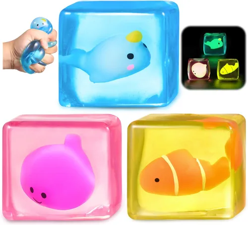 Vista 10 de Juguetes sensoriales de cubo antiestrés para adultos, pulpo que brilla en la oscuridad, juguetes sensoriales para niños con autismo, bolas de estrés