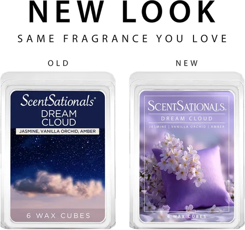 Vista 4 de Scentsationals Dream Cloud - Cera perfumada para derretir - Jazmín, orquídea vainilla y ámbar, 10 onzas (24 cubos)