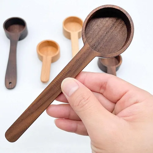 Vista 2 de Cucharas de madera para botes, cuchara de café, cuchara de café molido de madera estilo coreano de 16.8 cm, medición para granos molidos o té