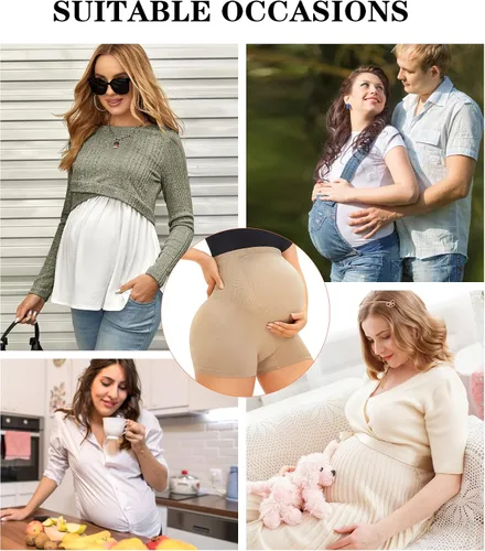 Vista 5 de Pantalones cortos de maternidad, ropa interior de maternidad de cintura alta para vestidos de baby shower