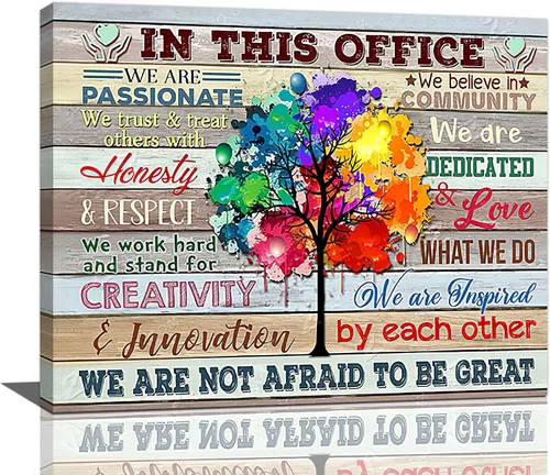 Vista 9 de At In This Office - Arte de pared inspirador para oficina, citas motivacionales, imágenes, lienzo, arte de pared con texto en inglés, We Are A Team