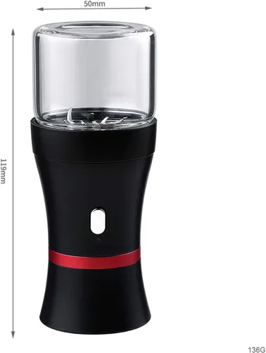 Vista 5 de Molinillo eléctrico de hierbas para especias, recargable por USB, 2 cámaras de hierbas de vidrio de 1.7 oz - Mini portátil (negro)