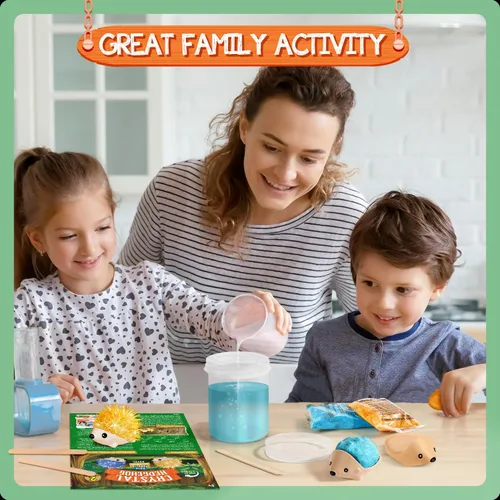 Vista 3 de Kit de Cultivo de Cristales - 2 Erizos de Colores Vibrantes para Cultivar - Kits de Ciencia para Niños de 6-8 Años, Excelentes Juguetes de Regalo