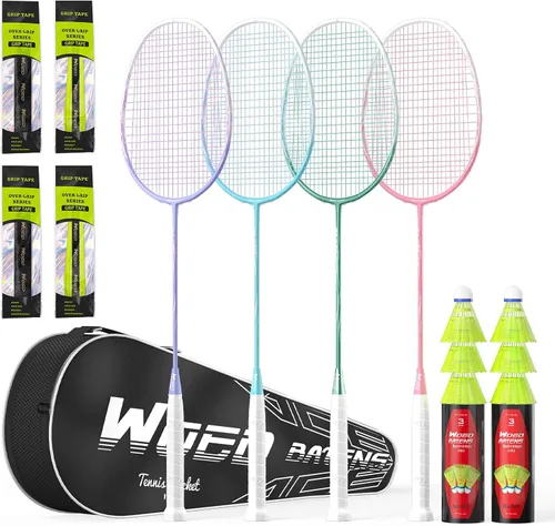 Vista 11 de Raquetas de bádminton profesionales de fibra de carbono para patios traseros y gimnasio